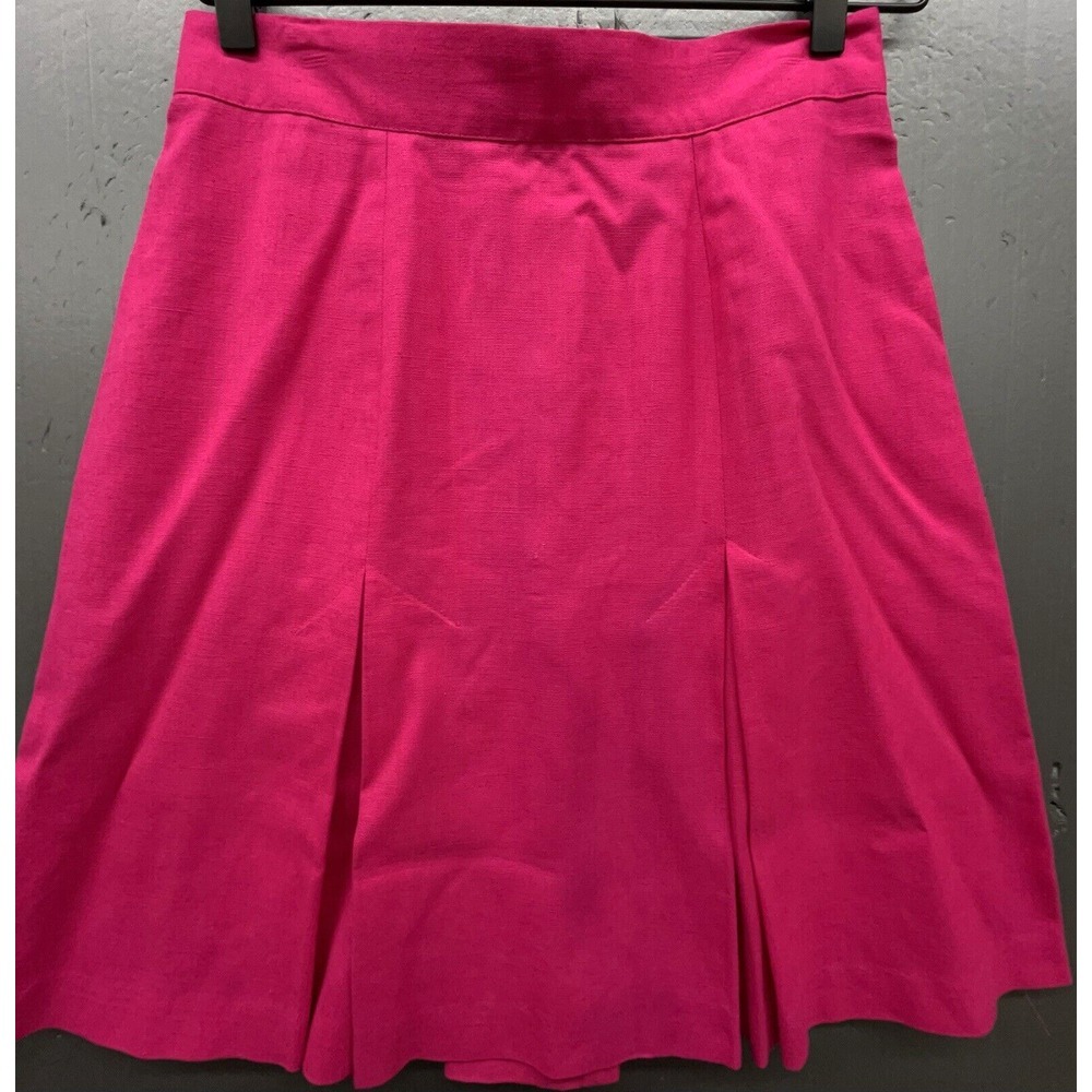 Vtg Ellen Figg Skirt 10‎ Pink Pleated A Line Linen Blend Career Work Preppy USA